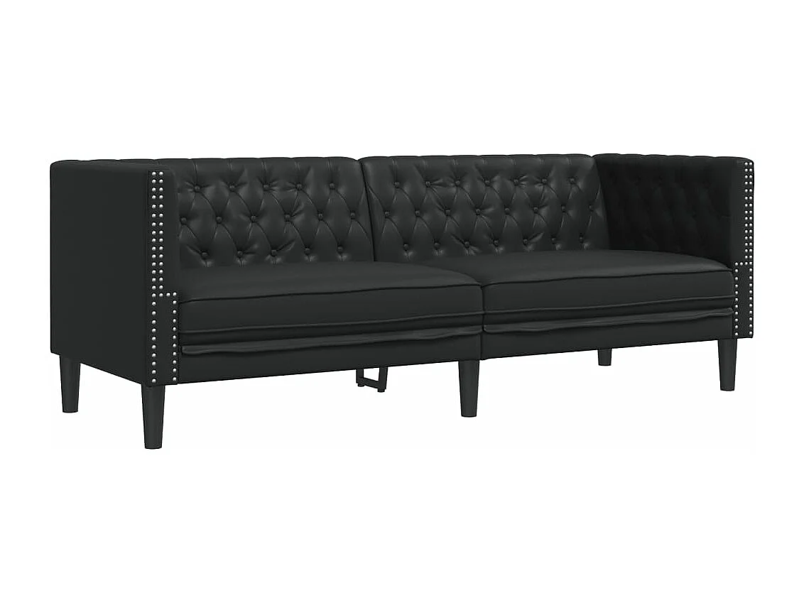 3-delige Loungeset Chesterfield-stijl kunstleer zwart