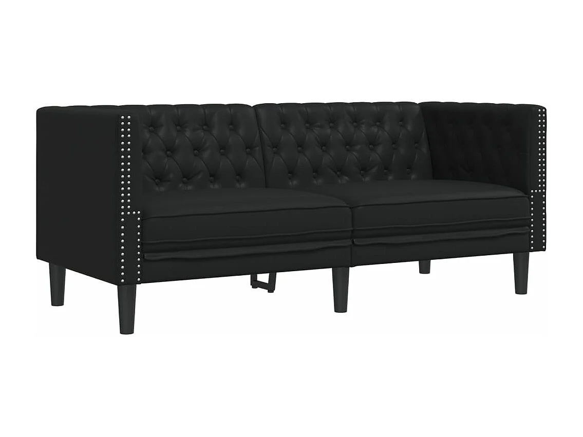 3-delige Loungeset Chesterfield-stijl kunstleer zwart