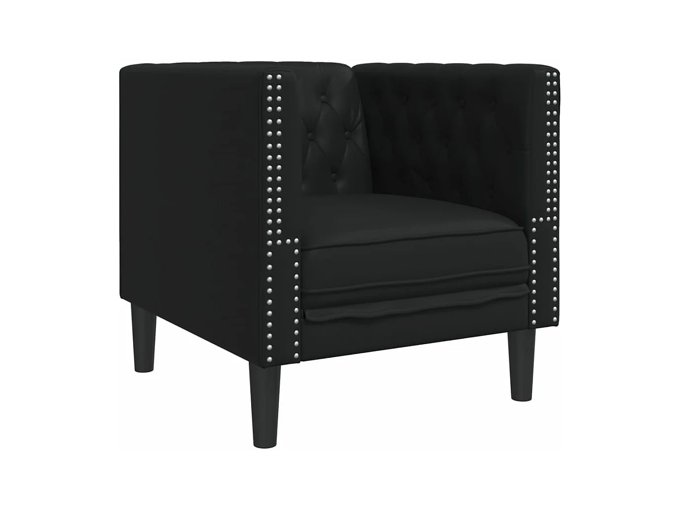 Ensemble de canapé Chesterfield 3 pièces noir similicuir