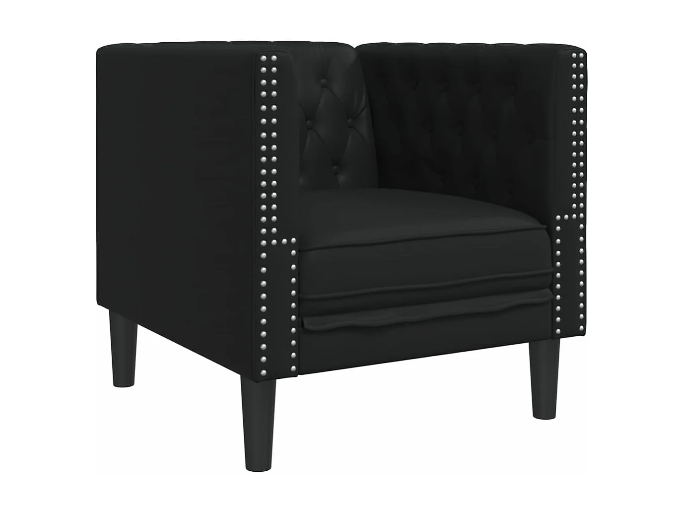 Ensemble de canapé Chesterfield 3 pièces noir similicuir