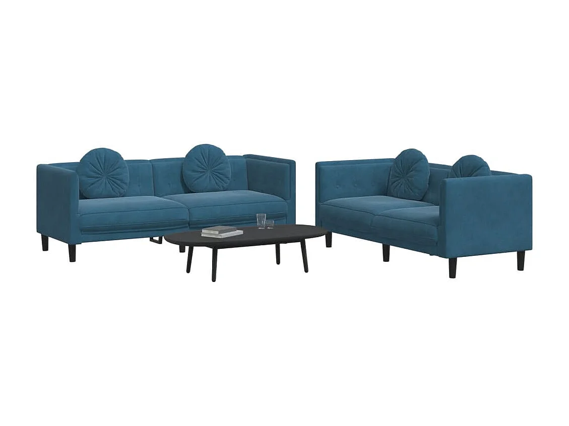 2-delige Loungeset met kussens fluweel blauw