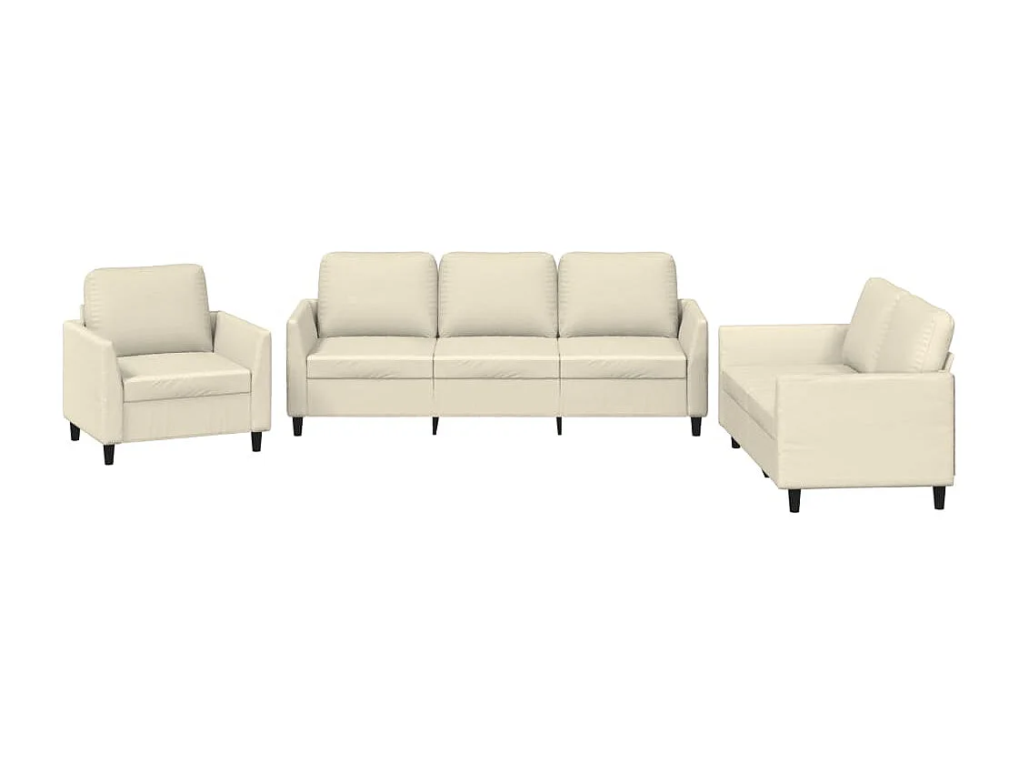 3-delige Loungeset met kussens kunstleer crème