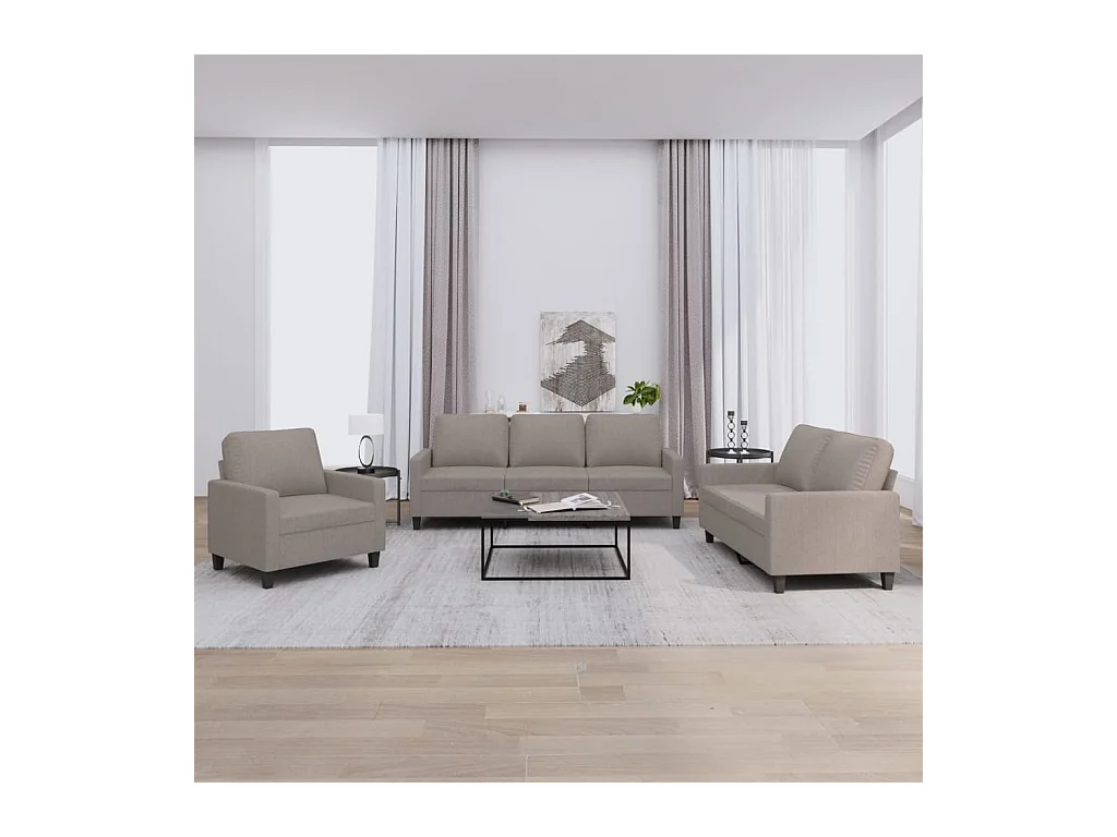 Ensemble de canapés 3 pièces avec coussins Taupe Tissu