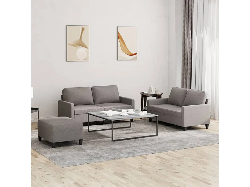 3-delige Loungeset met kussens stof taupe