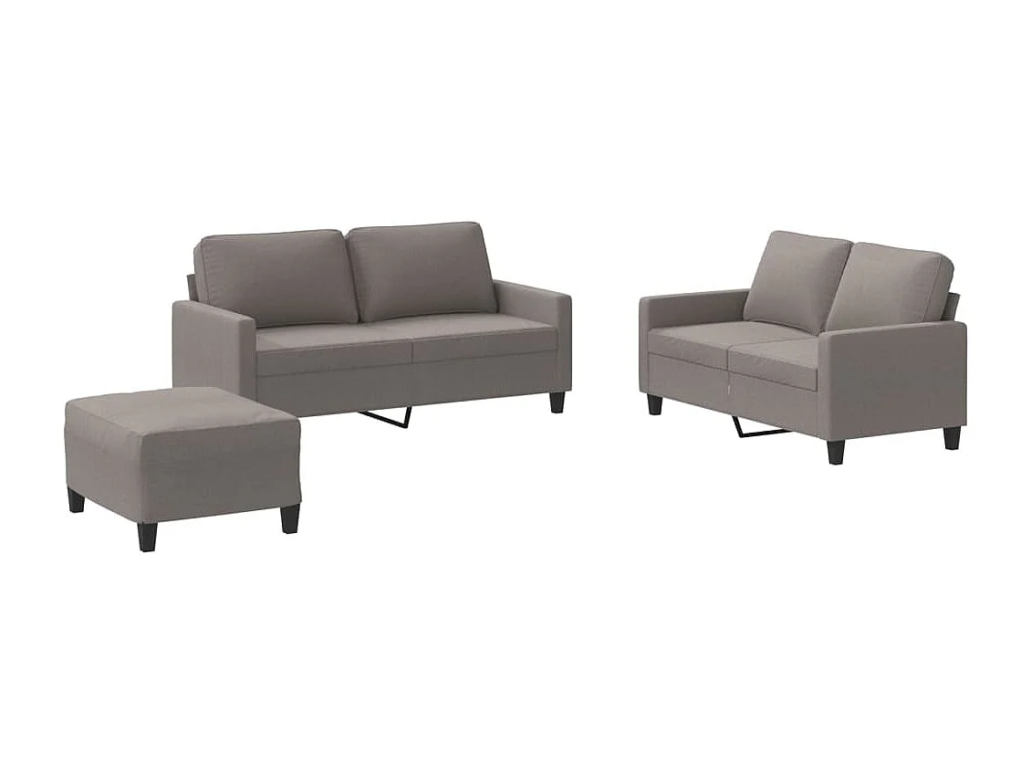 3-delige Loungeset met kussens stof taupe