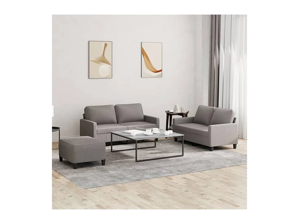 Ensemble de canapés 3 pièces avec coussins Taupe Tissu