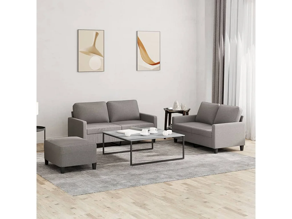 Ensemble de canapés 3 pièces avec coussins Taupe Tissu
