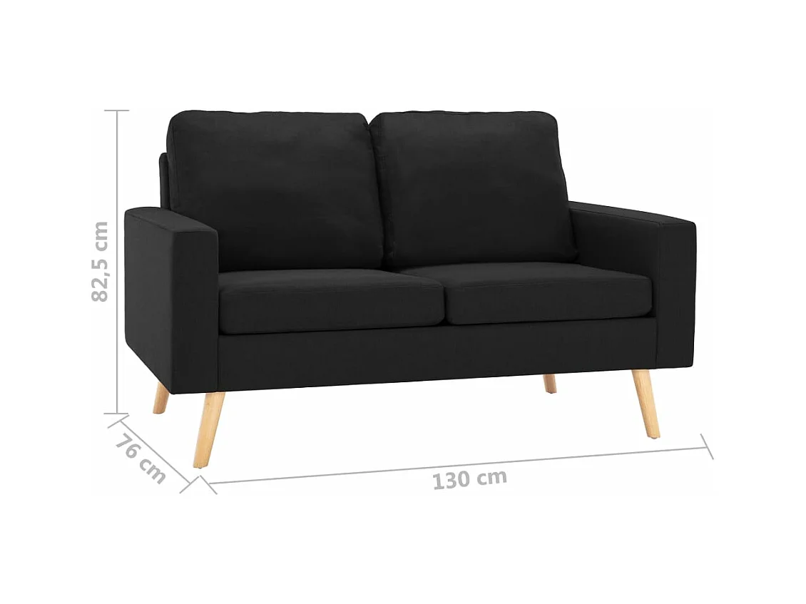 Ensemble de canapés 2 pièces Tissu Noir