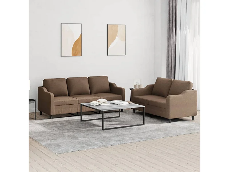 2-delige Loungeset met kussens stof bruin