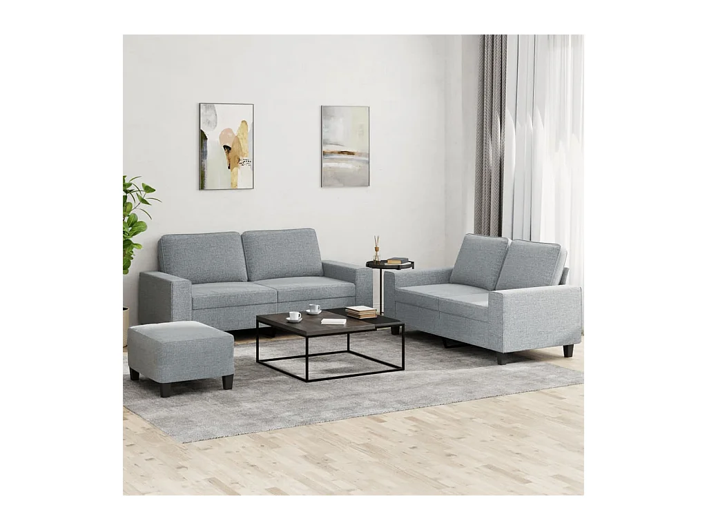 Ensemble de canapés 3 pièces gris clair tissu