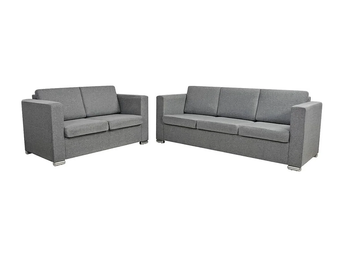 Ensemble de canapés deux pièces Tissu Gris clair