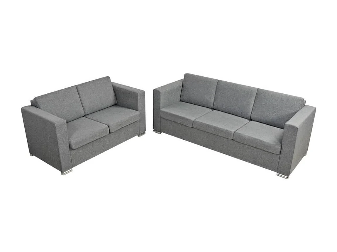 Ensemble de canapés deux pièces Tissu Gris clair