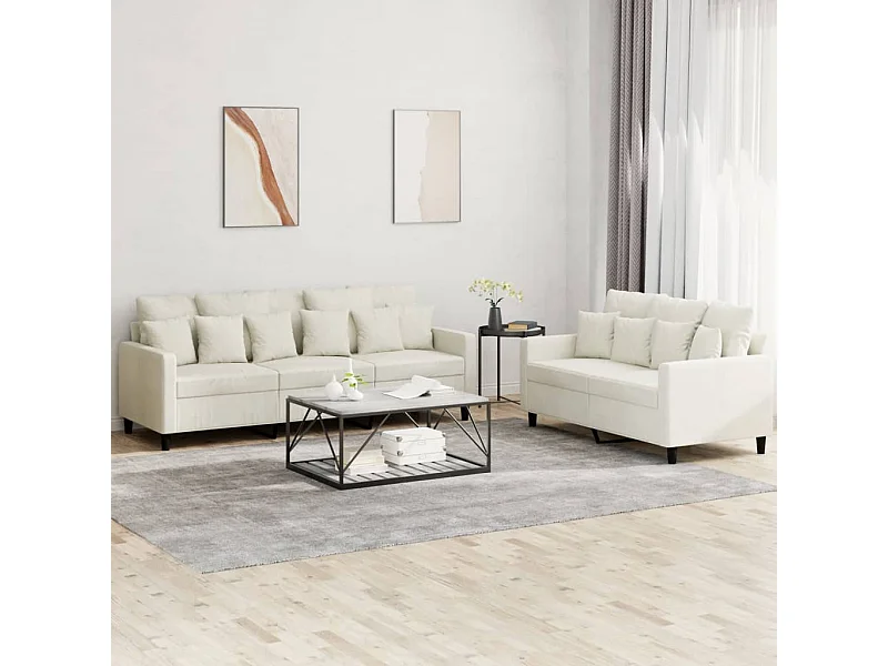 2-delige Loungeset met kussens fluweel crèmekleurig