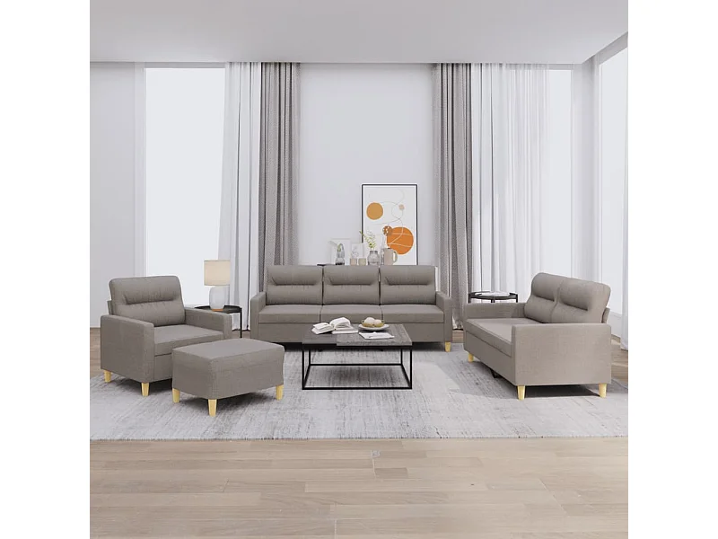 Juego de sofás con cojines 4 piezas tela gris taupe