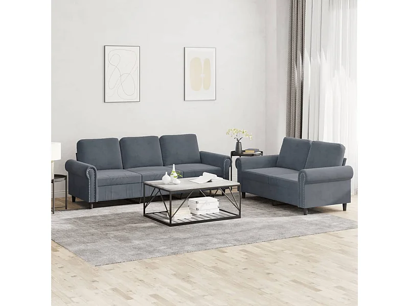 2-delige Loungeset met kussens fluweel donkergrijs