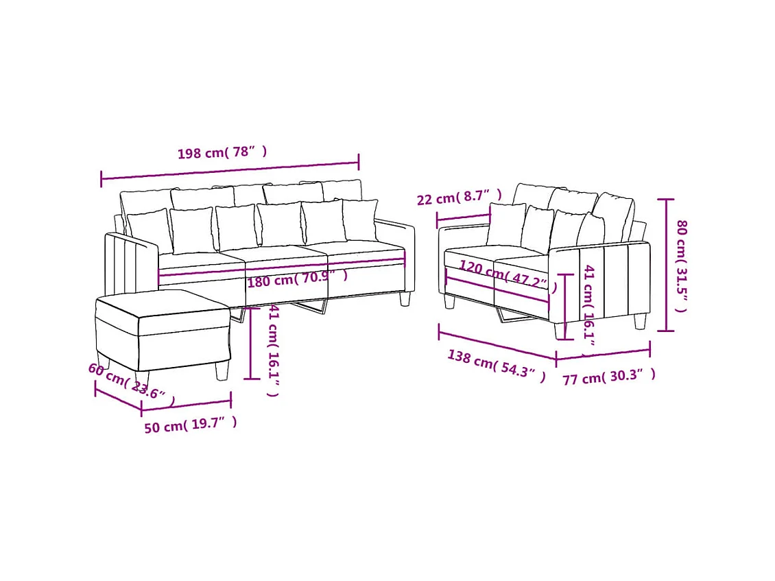 Juego de sofás con cojines 3 piezas tela gris taupe