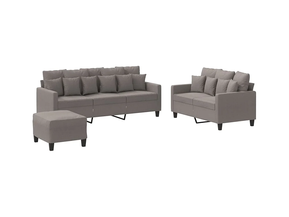 Juego de sofás con cojines 3 piezas tela gris taupe