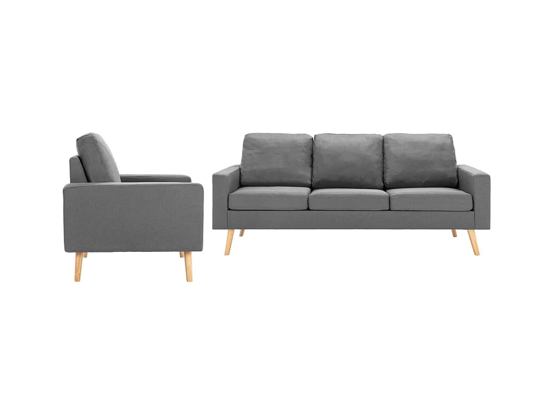 2 peças conjunto de sofás tecido cinzento-claro