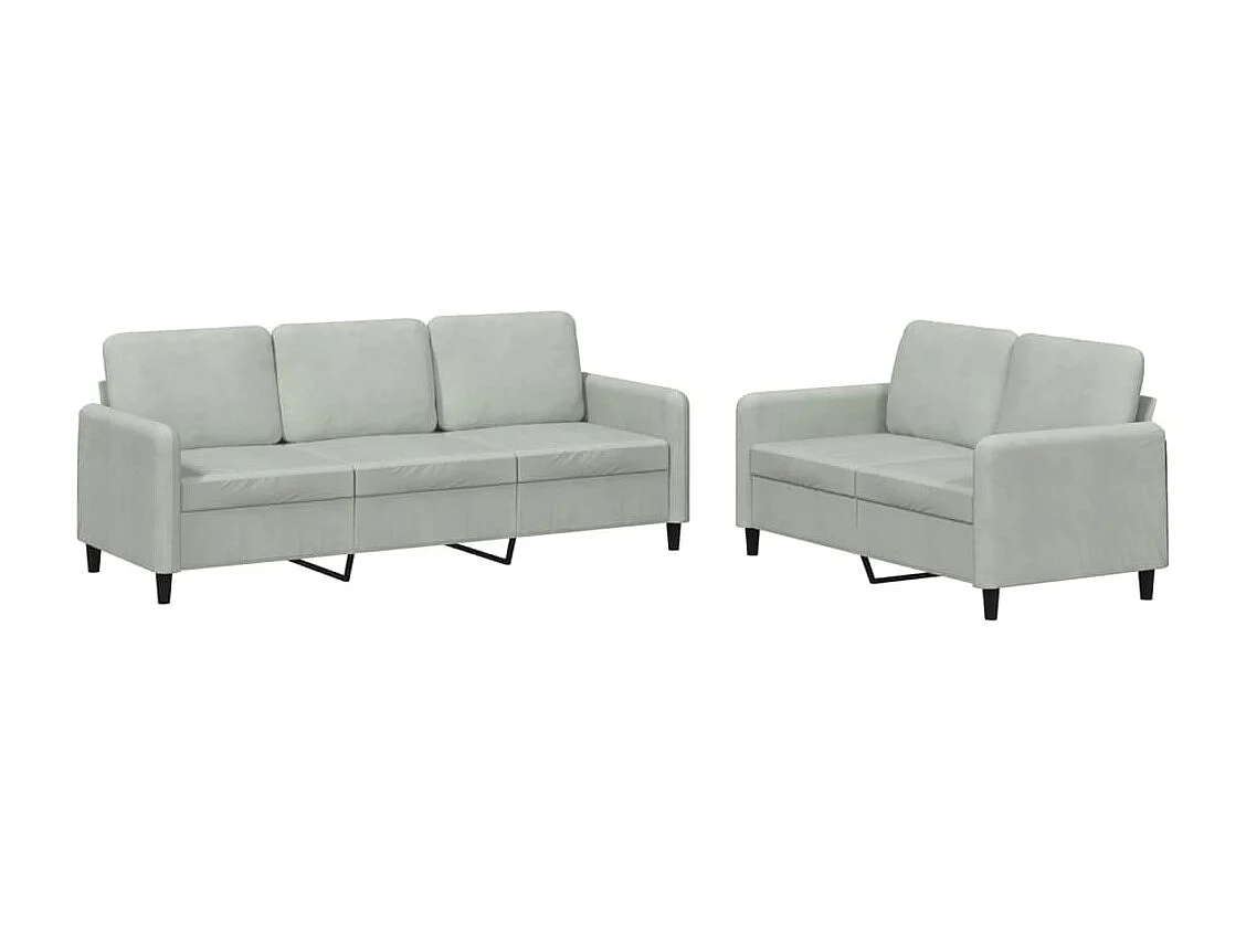 2-delige Loungeset fluweel lichtgrijs
