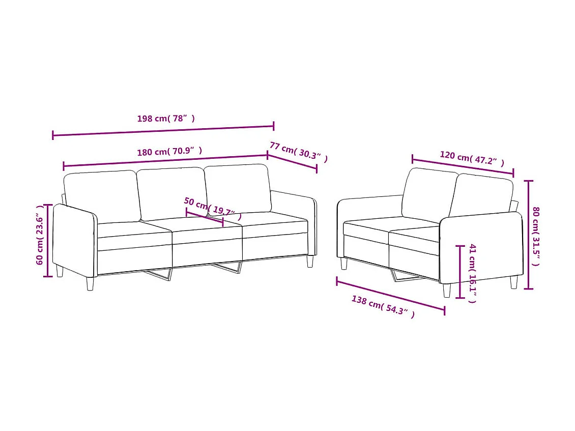 2-delige Loungeset fluweel lichtgrijs