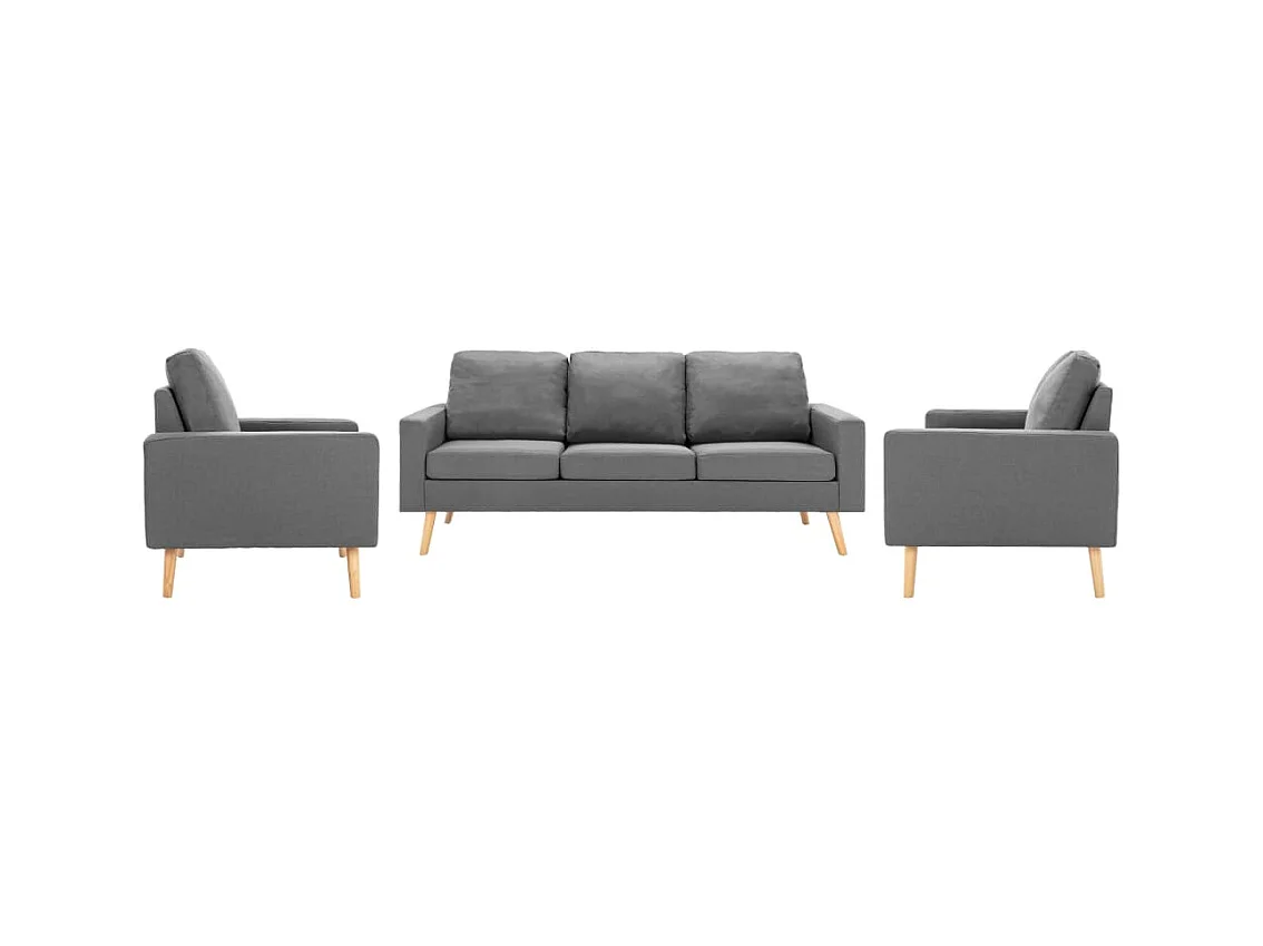 Conjunto de sofás de 3 piezas tela gris claro