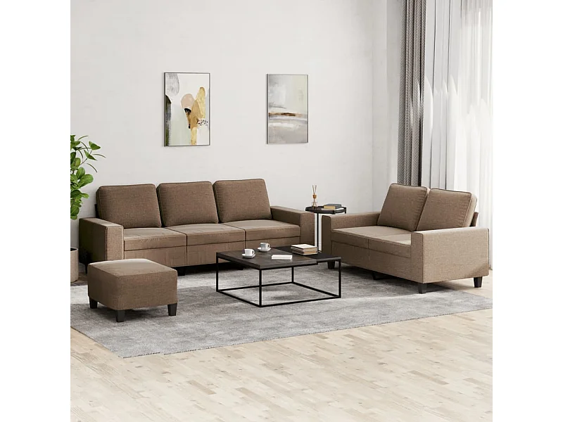 Ensemble de canapés 3 pièces marron tissu