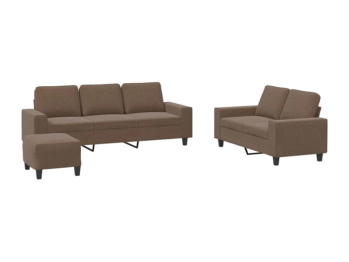 Ensemble de canapés 3 pièces marron tissu