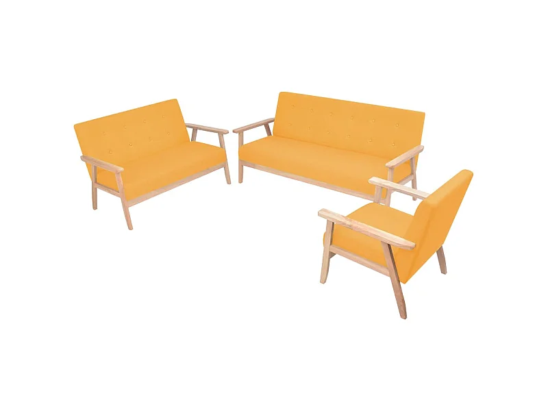 Ensemble de canapé 3 pièces Tissu jaune