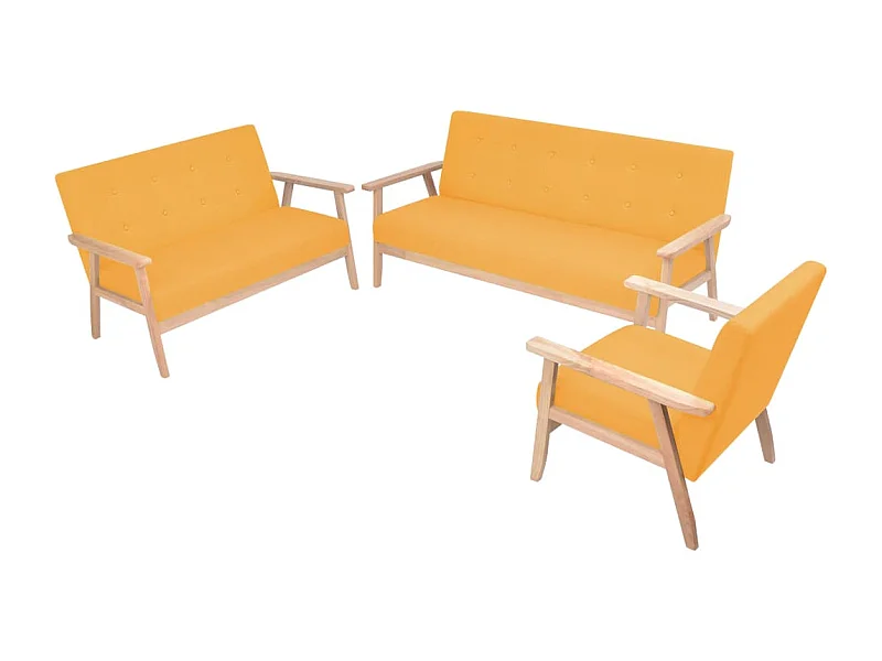 Ensemble de canapé 3 pièces Tissu jaune