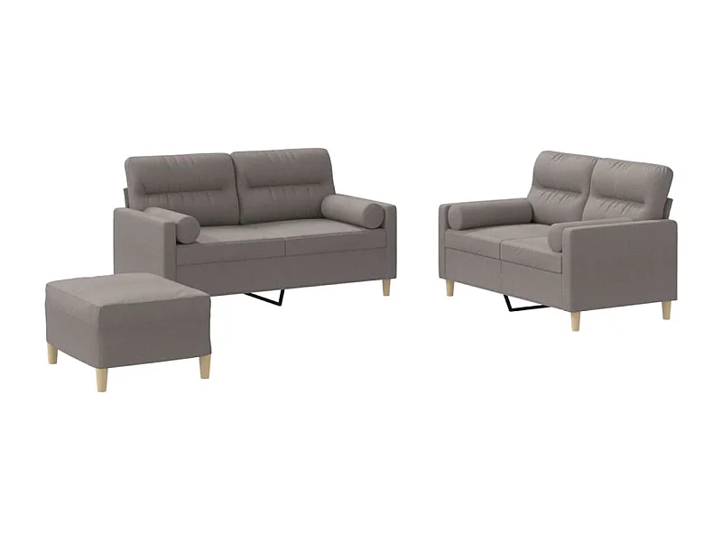 3-delige Loungeset met kussens stof taupe