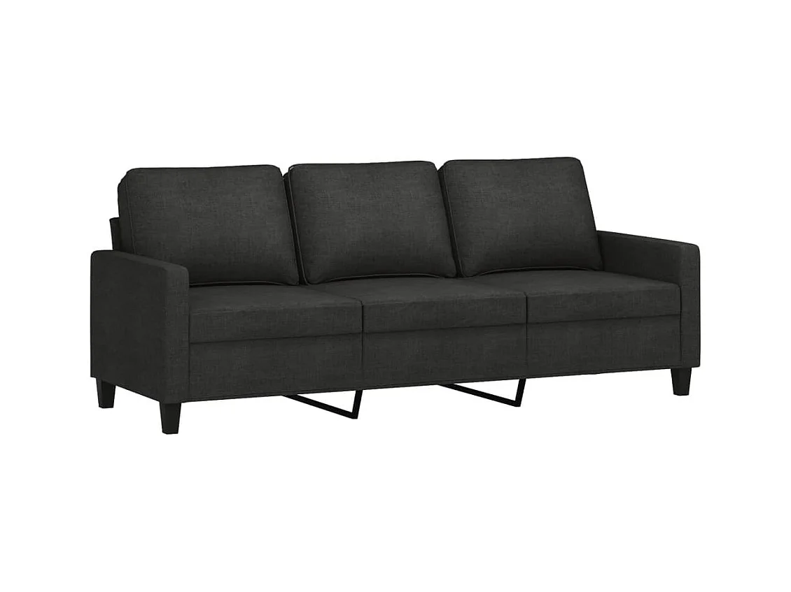 Ensemble de canapés 3 pièces avec coussins Noir Tissu