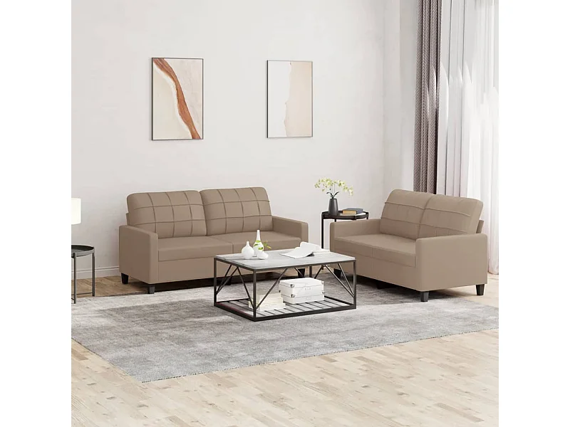 2-delige Loungeset met kussens kunstleer cappuccino