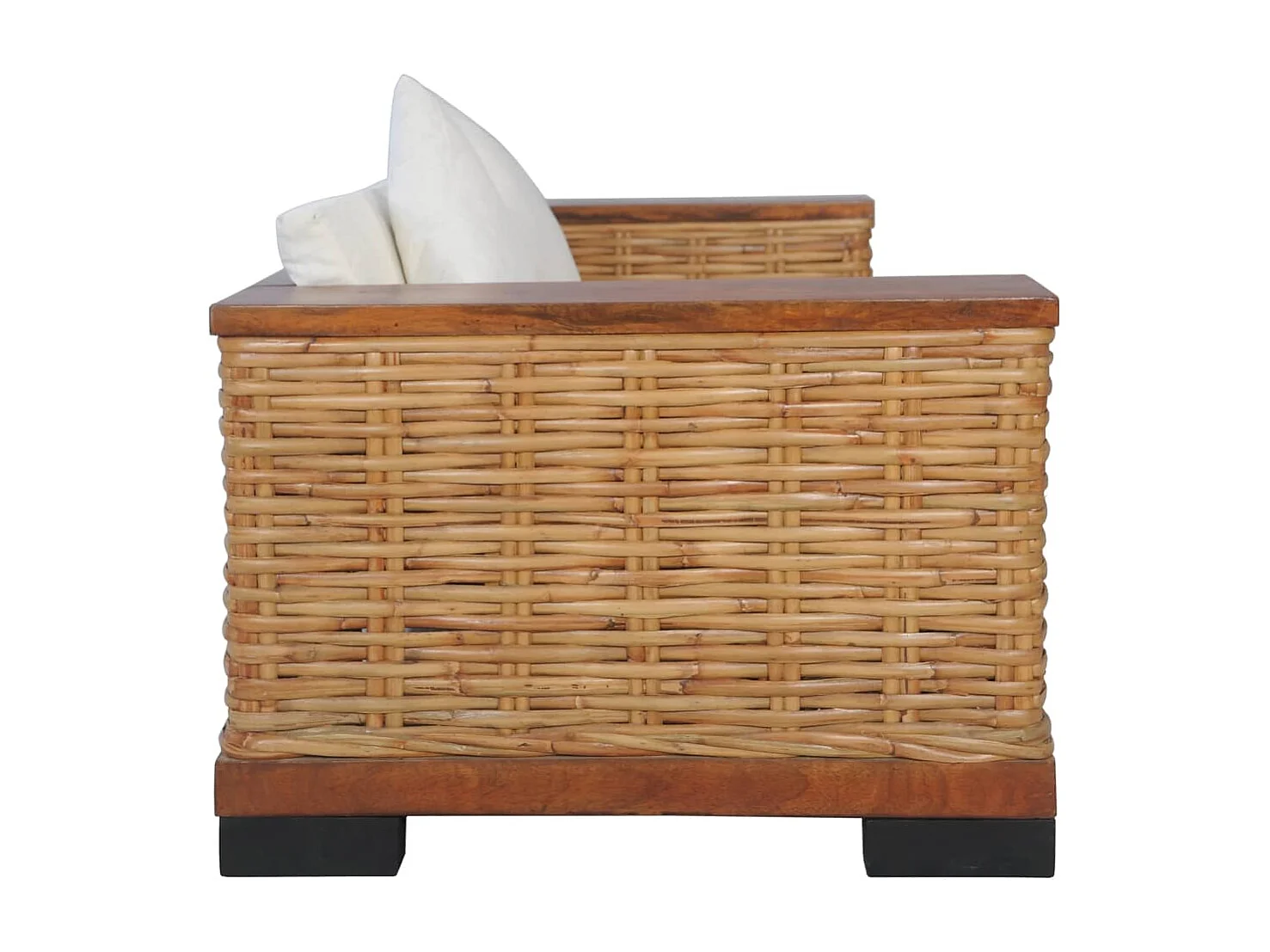 Ensemble de canapés 2 pièces avec coussins Marron Rotin naturel