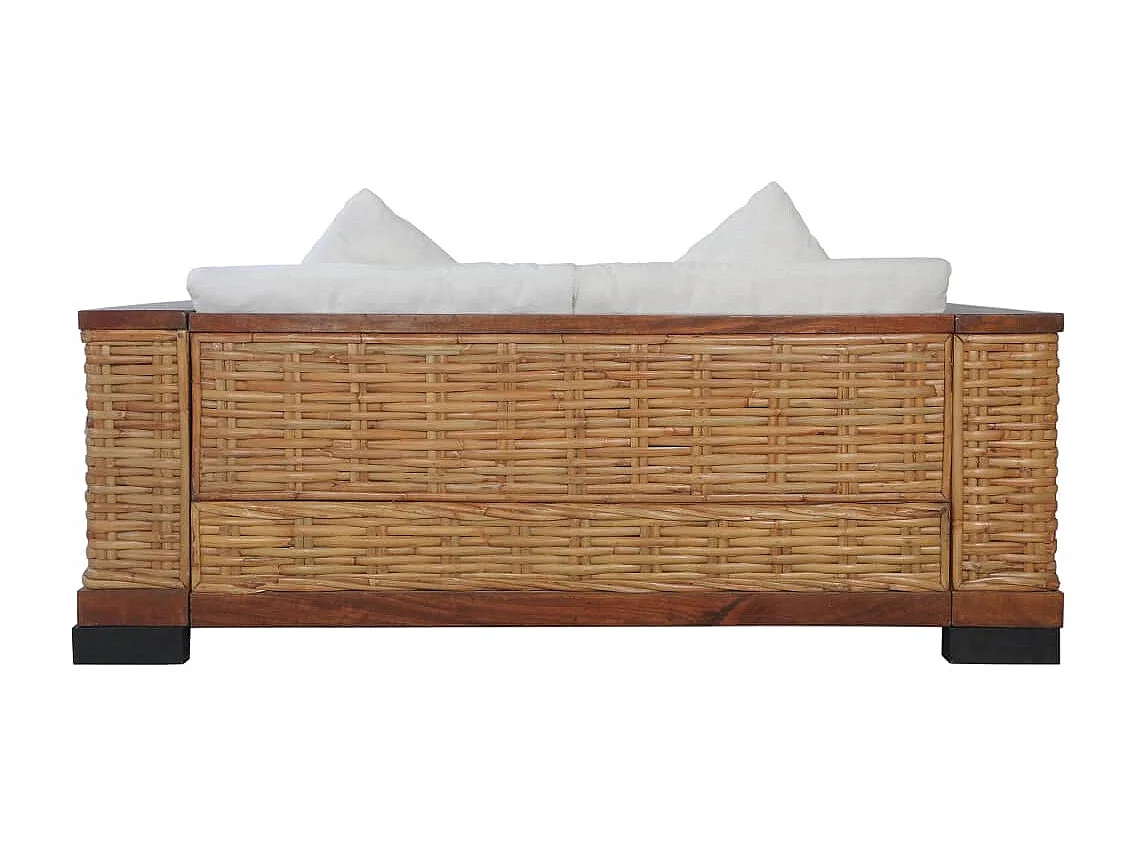 Ensemble de canapés 2 pièces avec coussins Marron Rotin naturel