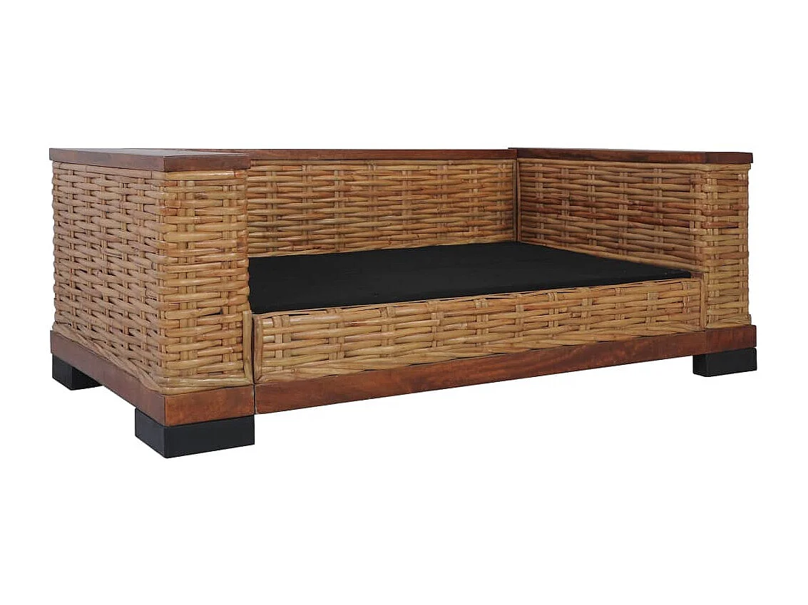 Juego de sofás con cojines 2 piezas de ratán natural marrón