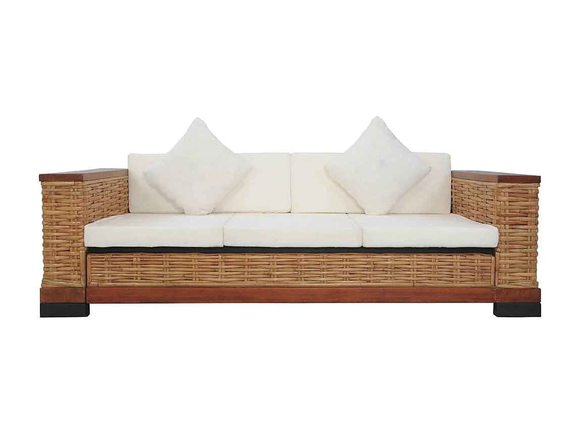 Juego de sofás con cojines 2 piezas de ratán natural marrón