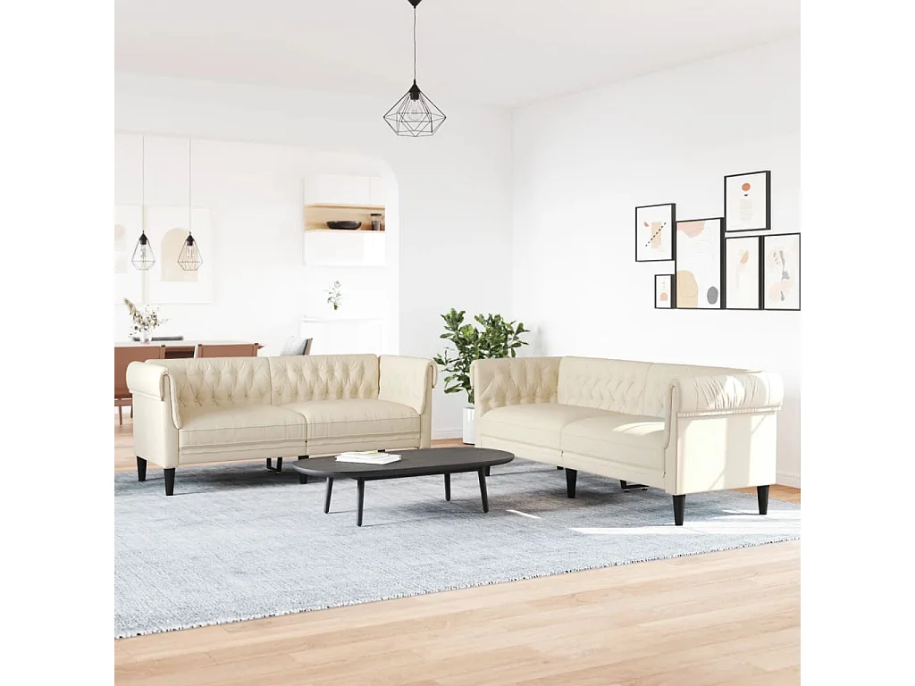 2 peças conjunto de sofás tecido cor creme