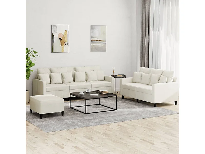 Ensemble de canapés 3 pièces avec coussins Crème Velours