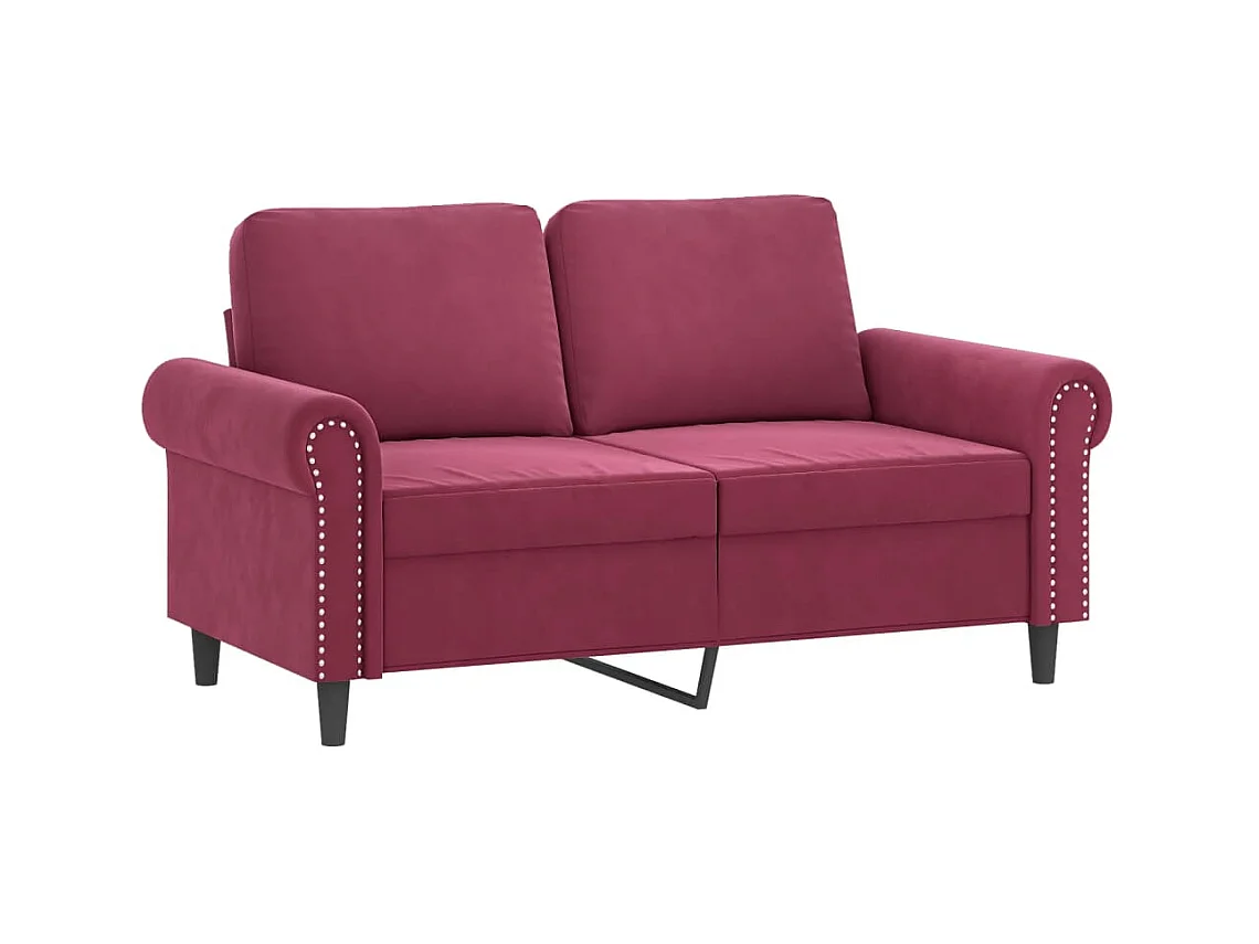 3 peças conjunto de sofás com almofadas veludo vermelho-tinto