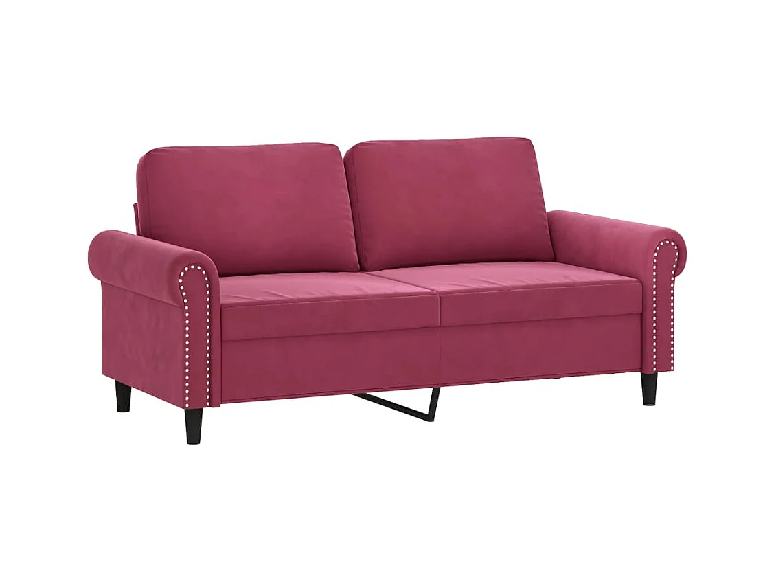 3 peças conjunto de sofás com almofadas veludo vermelho-tinto