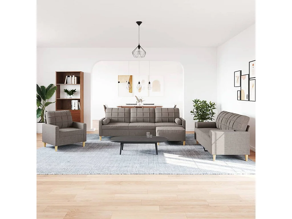 Ensemble de canapés 4 pièces repose-pied et coussins décoratifs