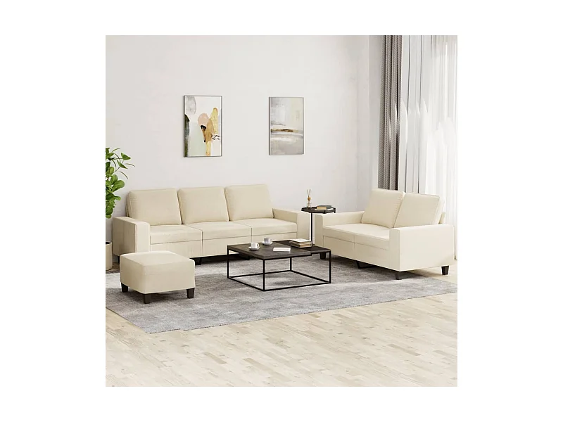Juego de sofás 3 piezas tela color crema