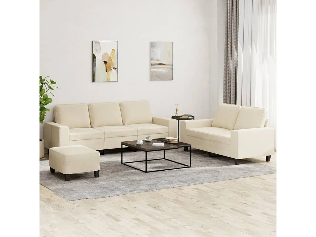 3 peças conjunto de sofás tecido cor creme