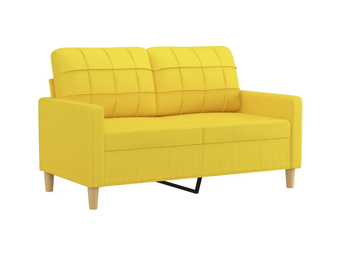 4 peças conjunto de sofás com almofadas tecido amarelo-claro