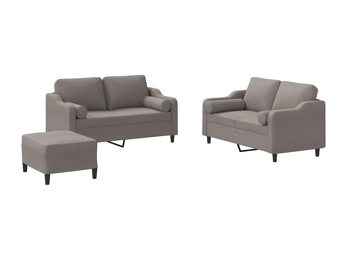 3-delige Loungeset met kussens stof taupe