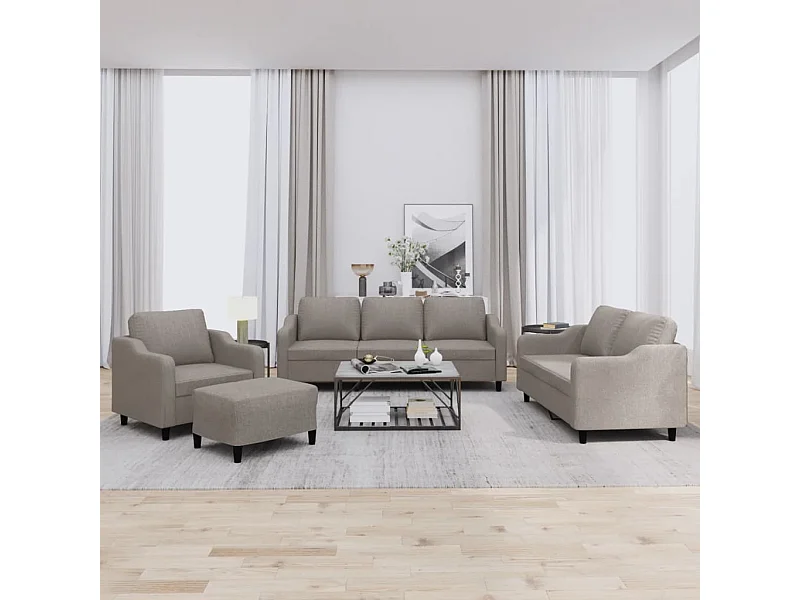 Ensemble de canapés 4 pièces avec coussins Taupe Tissu