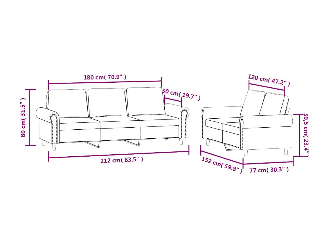 2-delige Loungeset met kussens fluweel blauw