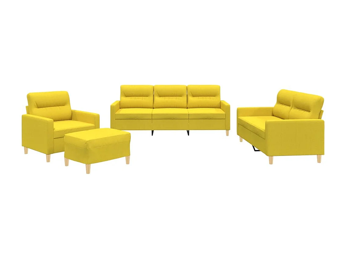 Ensemble de canapés 4 pièces avec coussins Jaune clair Tissu