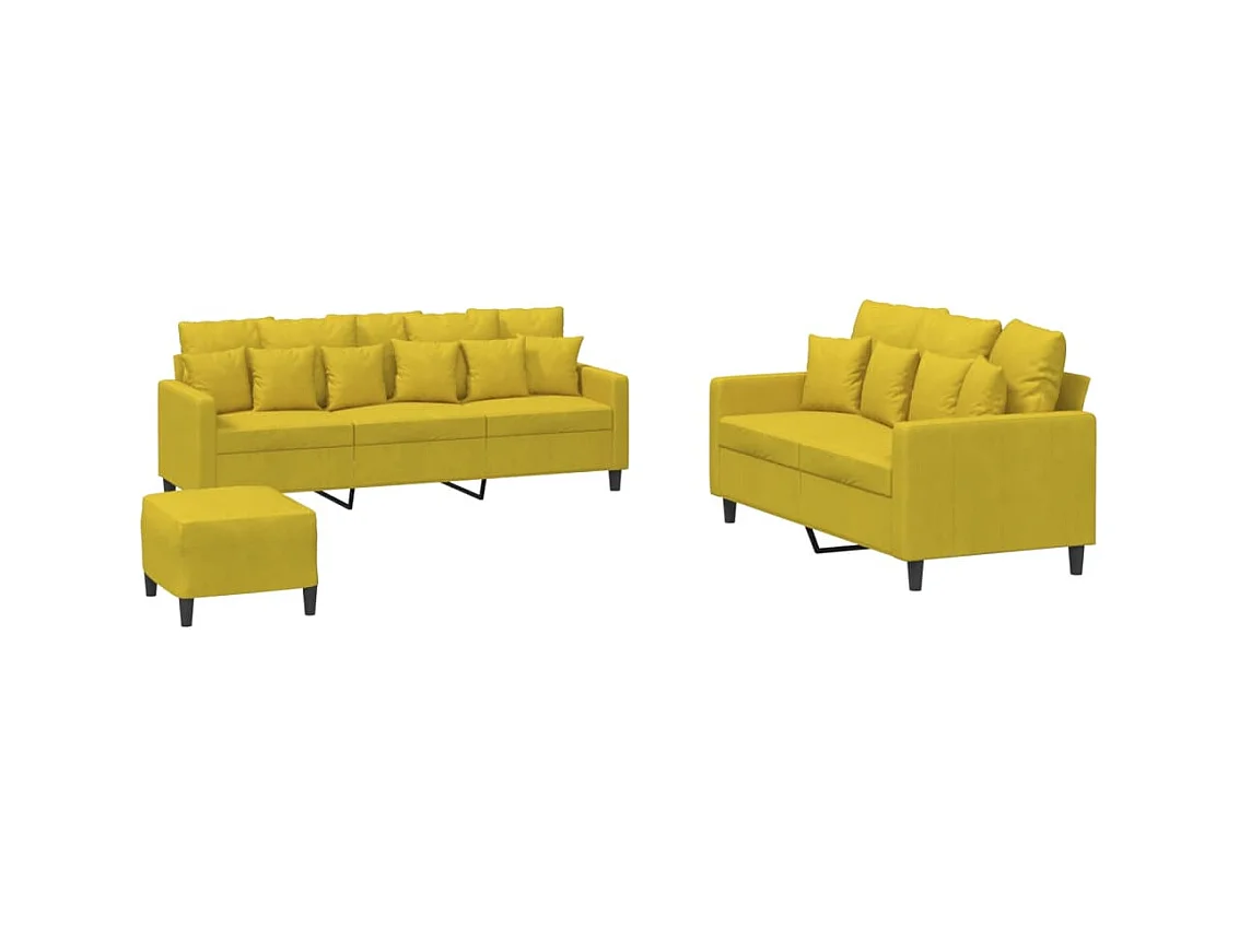 Ensemble de canapés 3 pièces avec coussins Jaune Velours