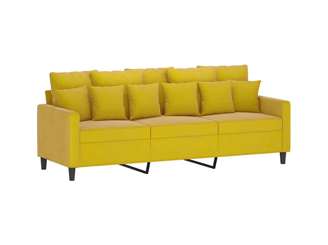 Ensemble de canapés 3 pièces avec coussins Jaune Velours